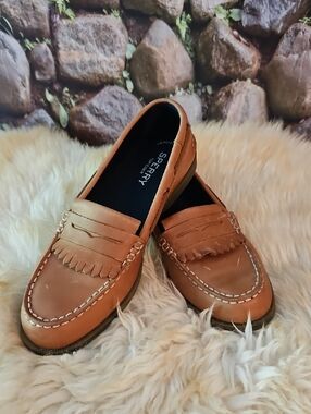 Sperry Chestnut Brown Leather Kiltie Penny Loafers
